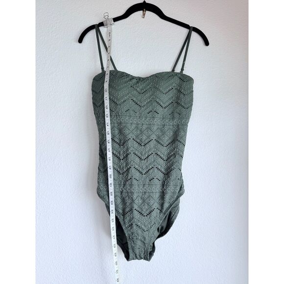 NWT La Blanca Salt Bandeau One-Piece Swimsuit w Removable Straps in Olive Sz 10 - Picture 13 of 16